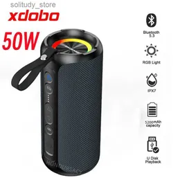 Alto-falantes portáteis Caixa De Som 50W alto-falante Bluetooth de alta potência modo estéreo 3D de alta fidelidade portátil IPX7 à prova d'água ao ar livre subwoofer caixa de suspensão Q240328