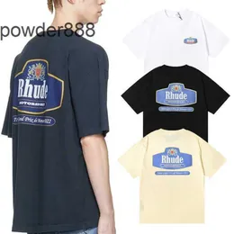 Niche Fashion Rhude Motorsport T-shirt commemorativa a maniche corte in puro cotone con doppio filato per uomo e donna