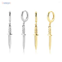 Orecchini pendenti LOZOYA Argento sterling 925 Cerchio d'oro Gioielli di lusso Freccia Orecchino a goccia Piercing Pendientes Punk rock Clip Regalo di cristallo