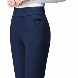 Pantaloni a vita alta casual con stampa a vita alta da donna primavera ed estate Patchwork elastico sottile elegante pendolare Fi