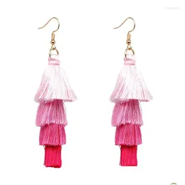 Dangle Chandelier Earrings Mixed Color Mtilayer Tassel For Women Handmade Crafts 2024 Bohemia Style Charm Statement Jewelry Earring Dr Otiom