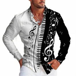 Music Note 3D Printing Design Lg Sleeve Shirt New Men's Summer Butt T-Shirt Elegant Men Camisas Oversized Roupas Casuais H3Qh #