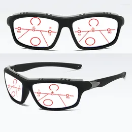 Óculos de sol TR90 Sports Fit The Face Black Frame Progressive Multifocal Reading Glasses 0,75 1 1,25 1,5 1,75 2 2,25 2,5 2,75 a 4