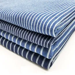 Tessuto Jeans in cotone a righe Tessuto dopo il lavaggio Denim Artigianato Abbigliamento Materiali per cucire Abito pantalone Bambola giocattolo Telas 50X150 cm