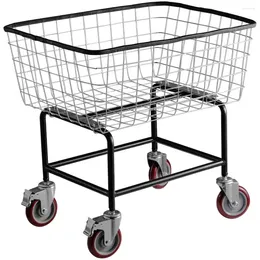 Tvättpåsar Stål Rolling Cart 2.5 Bushel Wire Basket With Wheels Frame Galvanized Finish 5 "