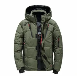 uomo multi-tasca inverno autunno bianco piumino d'anatra Cott imbottito Parka soprabito con cappuccio più Veet caldo cappotto militare impermeabile 10gQ #