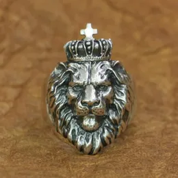 Küme halkaları linion 925 sterling gümüş aslan kral ring erkek bisikletçisi punk hayvan ta190 ABD boyutu 7-15287s