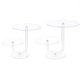 Kitchen Storage Modern Acrylic Cake Rack For Presentation 2 Tierd Clear Dessert Display Shelf Elegant Wedding Anniversary Holder