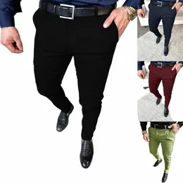 Nya FI Casual Slim Men's Pants bekväma och andningsbara europeiska och amerikanska stil Fyra havsbusin slitage w1pd#