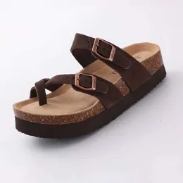 Kapdy Shevalues ​​Cork Beach Sandals Women Fashion Miękki grube podeszwy buty letnie Rodzina otwarta Flat H240328