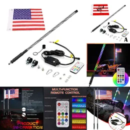 Atualizar novas luzes de marquise de praia LED RGB para carro off-road motocicleta decoração antena lâmpada chicote poste com bandeira