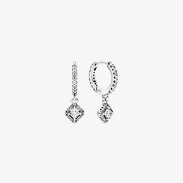 الوافدين الجدد أصيلة 925 Sterling Silver Square Square Sparkle أقراط أقراط الأزياء إكسسوارات المجوهرات للنساء Gift272V