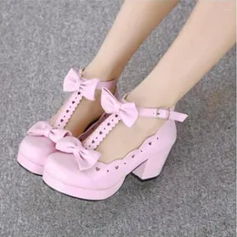 Scarpe eleganti JK Uniforme Lolita Cos Loli Piattaforma carina Testa tonda Donna Kawaii Bowknot Love Princess Cosplay