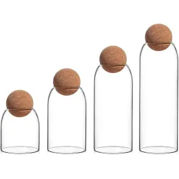 Jars High Quality Cork Ball Glass Jar,Transparent Glass Sealed Can Kitchen Food Grain Storage Tea Candy Storage Glass Jars and Lids