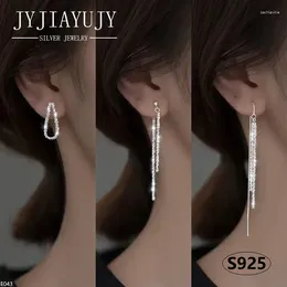 Kolczyki Dangle Jyjiayujy Sterling Silver S925 Drop Stud Ear Line Kolczyki Starry Chain Three Style Fashion Hipoalergenic Jewelry E043