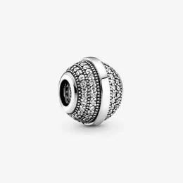 100% 925 Sterling Silver Pave & Logo Charms Fit Original European Charm Bracelet Fashion Women Wedding Engagement Jewelry Accessor314J