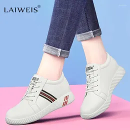 Casual Shoes Luxury Spring White Leather Sneakers Women's Stripes Golf Lace Up Tenis Feminino Lads Flats Woman Fancy Wedge