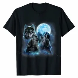t-shirt Three Woes Howling Under Icy Full Mo, Grey Wolf T-shirt da uomo nuove Top personalizzate Camicie Cott Fiable o60k #