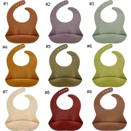 Baby Eating Bibs Silicone Waterproof Drool Feeding förkläden Justerbara burpdukar Stora matfångare Pocket Saliv Bib Wash Free M2881 LL