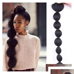 Ponytails 30 Inches High Puff Afro Kinky Straight Bubble Dstring Ponytail Clip In Simation Human Hair Bundle 1B Drop Delivery Product Dhamf