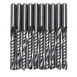 10 unidades de brocas de roteador CNC 3.175 x 22 mm cortador de fresa de carboneto espiral de flauta única