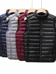 Nuovo marchio Autunno Inverno Piumino leggero da uomo Fi manica corta ultrasottile leggero leggero da giovane Cappotto sottile Piumini 29CV #