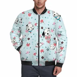 Sevimli Dalmatian Puppy Ceketler Çiçek Baskı Su Geçirmez Kış Paltoları Adam Serin Rahat Ceket Tasarım Açık Mekan Büyük Boy Rüzgar Hediyesi H0RT#