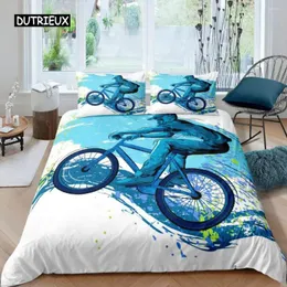 Bedding Sets Bicycle Duvet Cover Set Microfiber Mountain Bike Comforter Sport Game Tie Dye Pattern King Size 2/3pcs Twin