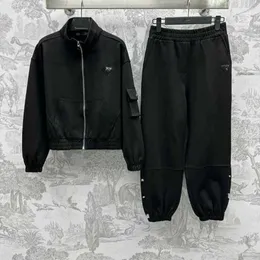 Pantaloni a due pezzi da donna del marchio di marca Inizio primavera Nuovo Nanyou Pra Giaccone con collo in piedi a triangolo tascabile per il pendolarismo quotidiano con set da jogging per donna 8CVH