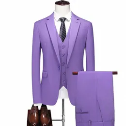 s- 6XL Double Vent Mens Suits 3Pcs Jacket+Vest+Pants Social Dr Groom Wedding Dr Slim Party Tuxedo Formal Busin Suit c57z#