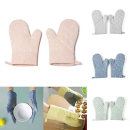 2024 1 Pair Kitchen Microwave Glove Household Non-Slip Cotton BBQ Oven Baking Gloves Heat Resistant Kitchen Potholders Oven Mitts