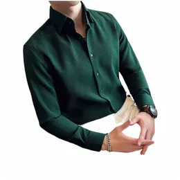 2023 Brand Clothing Men's Spring High-End Busin Shirts/Man Slim Fifte Fifte New Style Dr LG Sleeve Shirts Plus Size S-3XL C02V#