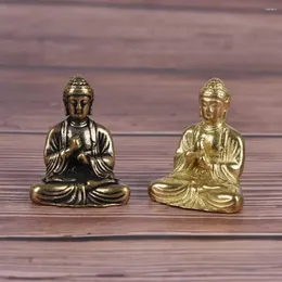 Figurine decorative 1 pezzo in stile cinese Mini Sakyamuni pendente in ottone puro ornamenti di Buddha in miniatura design unico artigianato bonsai