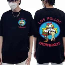 TV 시리즈 Breaking Bad Los Pollos Hermanos Double Side Print T Shirts Funny Chicken Brothers 남자 코트 티셔츠 스트리트웨어 N3ZT#