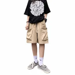 Kvinnors lastshorts grafiska baggy shorts sommar harajuku Bermuda dragsko bred ben korta byxor med fickor b4en#