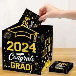 Decoração de festa formatura caixa de cartão de presente suporte de papelão dobrável para graduados parabéns graduado