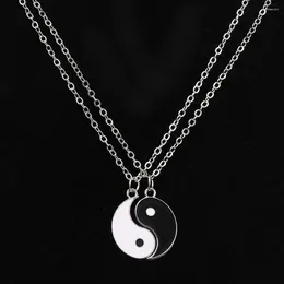 Pendant Necklaces 2Pcs/set Couple Chinese Tai Chi Gossip Banish Bad Luck Charm ChainNecklace Jewelry Lovers Valentine's Gift