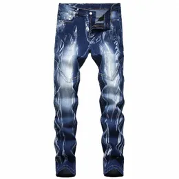 Neue elastische Tricolor-Jeans für Männer europäische und amerikanische gerade Denim-Hosen Mi männliche tägliche Hosen plus Größe J5T8 #