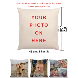 Jaquetas bebê família animais de estimação personalizado capas de almofada impressão algodão linho fronha personalizado capa de almofada para sofá diy fronha