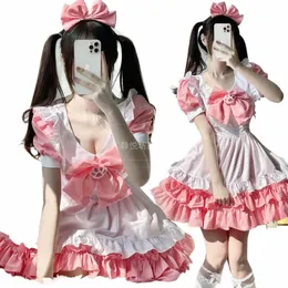 sexy Plus Size Maid Cosplay Low Cut Suit Alice Pink Cat Bow Dr Lovely Princ Lolita Soft Girl Attire Disfraz Anime u2B9#