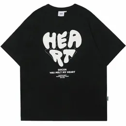 Harajuku Men TシャツHeart Sporty T Shirt 90s Summer Simheve Tshirt Cott Curical Tees Y2K HIP HOP STREETWEAR TOPS V9PB＃