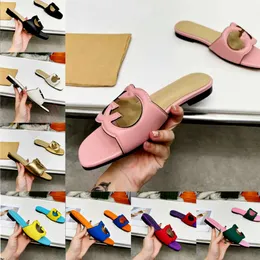 2024 Neue Mode Sommer Slipper Luxus Designer Mann Slide Frau Schuhe Sandalen Leder Damen Flache Schuhe Mode Sommer Strand Frauen Hausschuhe Brief Drag Größe 35-42