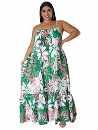 cm.yaya-vestido largo c estampado Floral para mujer, maxivestido holgado c dobladillo c volantes y tirantes finos, a la moda, para fiesta, talla S2kT#