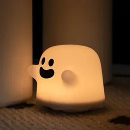 Novo led luzes da noite para o quarto das crianças bonito boo fantasma silicone lâmpada sensor de toque regulável criança presente do feriado recarregável