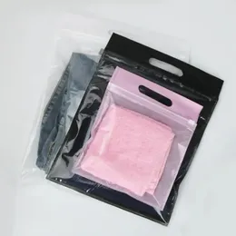 5pcs Non-woven Clothes Packaging Zipper Bags Transparent Storage Plastic Clear Reusable Sealed Portable Travel Pouches