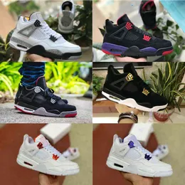 Designerskor uppfödda 2024 Sale Black Cat 4 4S basketskor män Mens Red Grey Purple Pure Money Tattoo White Cement Fear Pack NRG Raptors Mushroom Trainers