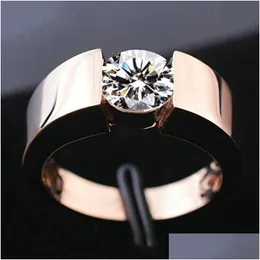 Con pietre laterali Nuovo arrivo Stilista Sier Rosegold Anello con diamanti Uomo Donna Elegante gioielli di fidanzamento Regali di anniversario Us S Dha5Q