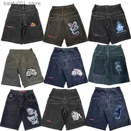 Shorts maschile Jnco Shorts Y2K Hip Hop Pocket Gym Shorts 2023 Summer New Harajuku Gothic Mens Basketball Shorts Street Clothing Q240329
