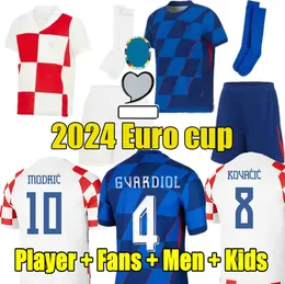 24 25 New Croacia Modric Soccer Jersey National Mandzukic Perisic Kovacic 2024ユーロカップクロアチアフットボールシャツRakitic Kramaric Kalinic Men Kids Kitユニフォーム