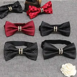 Bow Ties moda męska sukienka formalna moda Diamond Bow Wedding Bow Master of Ceremonies Groom Best Man Metal Mower Y240329